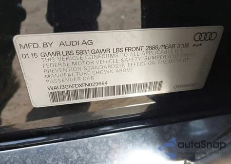 2015 Audi A8 L 3.0T z USA, uszkodzony, nr VIN WAU3GAFDXFN029684